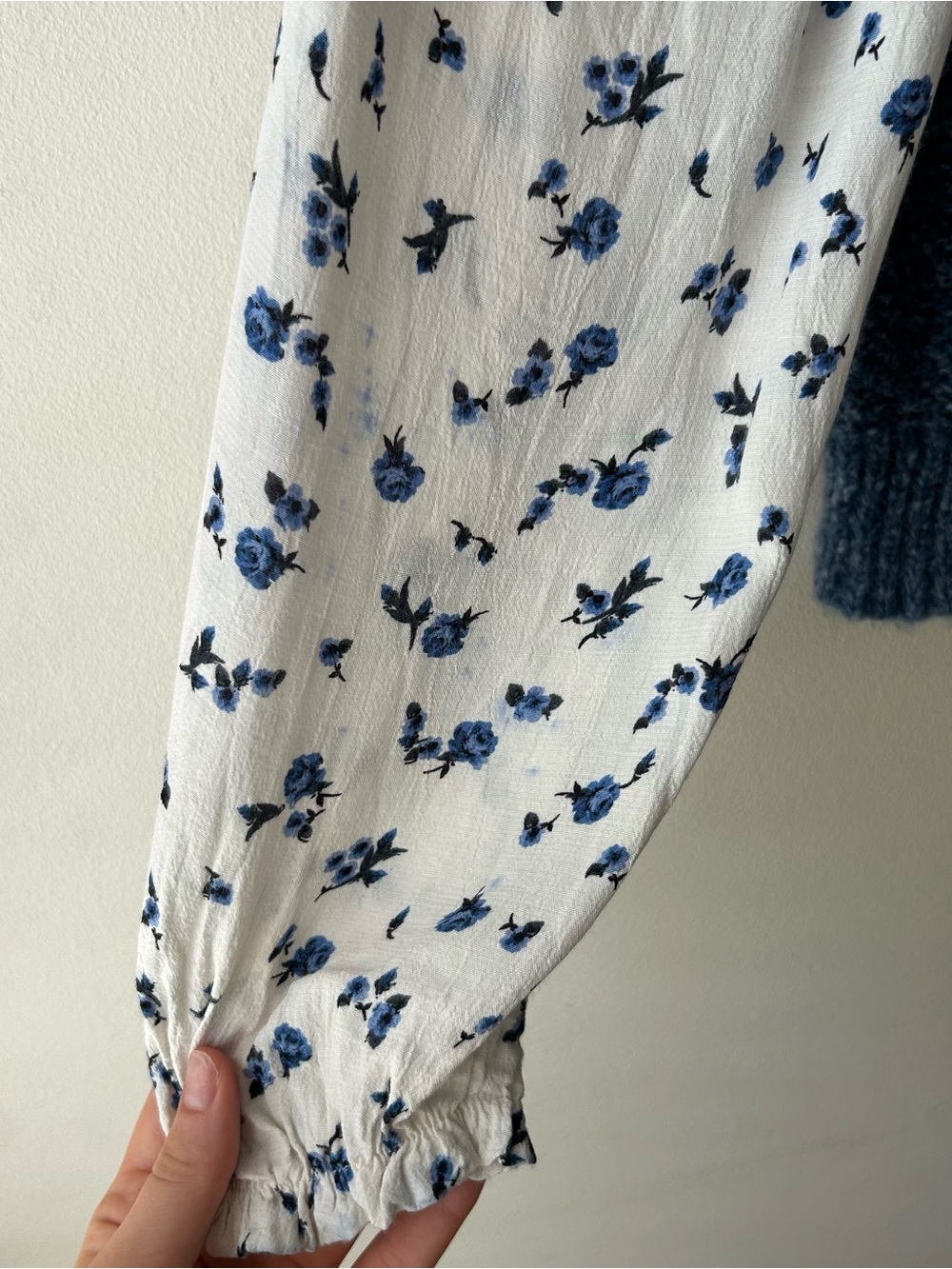 Anthropologie Maeve Layered Sweater Vest Blue White Floral L - Picture 7 of 14